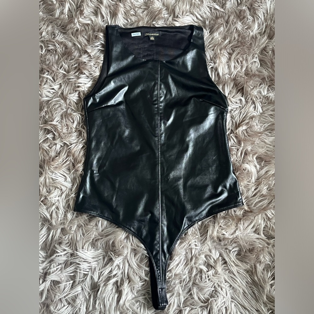 Women’s Shinestar Leather Like Bodysuit